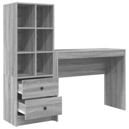 Berkfield Home Desk with Storage Grey Sonoma Engineered Wood - thumbnail 6