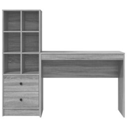 Berkfield Home Desk with Storage Grey Sonoma Engineered Wood - thumbnail 7