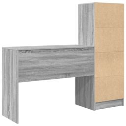Berkfield Home Desk with Storage Grey Sonoma Engineered Wood - thumbnail 8