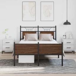 Berkfield Home Bed Frame without Mattress Brown Oak 120x200 cm Engineered Wood - Size: Small Double - thumbnail 4