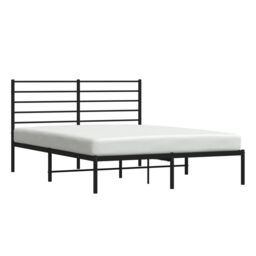 Berkfield Home Metal Bed Frame with Headboard Black 140x190 cm - thumbnail 4