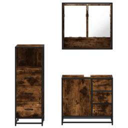 Berkfield Home 3 Piece Bathroom Furniture Set Smoked Oak Engineered Wood in Brown - thumbnail 5