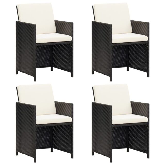 Berkfield Home Garden Dining Chairs with Cushions 4 pcs Black Poly Rattan - image 1