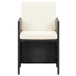 Berkfield Home Garden Dining Chairs with Cushions 4 pcs Black Poly Rattan - thumbnail 3