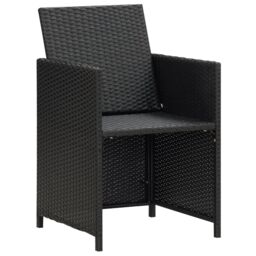 Berkfield Home Garden Dining Chairs with Cushions 4 pcs Black Poly Rattan - thumbnail 6