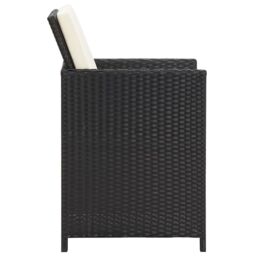 Berkfield Home Garden Dining Chairs with Cushions 4 pcs Black Poly Rattan - thumbnail 4