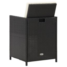Berkfield Home Garden Dining Chairs with Cushions 4 pcs Black Poly Rattan - thumbnail 5