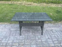 Fimous Garden Furniture Set Patio Rattan Rectangular Dining Table Lounge Sofa Chair 2 Table 2 Stools in Dark Grey - thumbnail 5