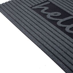 Nicoman Embossed Hello Rubber Indoor & Outdoor Door Mat in Dark Grey - Size: 44 cm x 75 cm - thumbnail 2