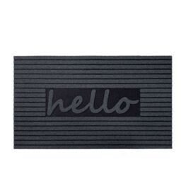 Nicoman Embossed Hello Rubber Indoor & Outdoor Door Mat in Dark Grey - Size: 44 cm x 75 cm - thumbnail 1