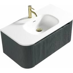 Bathroom Kingdom Monza Smoked Sage Wall Hung Vanity Basin 870mm in Dark Green - thumbnail 1