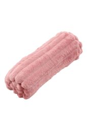 Living and Home Reversible Fluffy Striped Throw Blanket in Pink - Size: Large - thumbnail 7