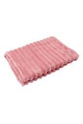 Living and Home Reversible Fluffy Striped Throw Blanket in Pink - Size: Large - thumbnail 6
