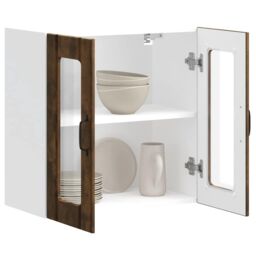 Berkfield Home Kitchen Wall Cabinet with Glass Door Lucca Smoked Oak Engineered Wood in Brown - thumbnail 5