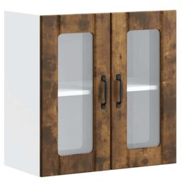 Berkfield Home Kitchen Wall Cabinet with Glass Door Lucca Smoked Oak Engineered Wood in Brown - thumbnail 2