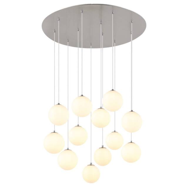 Netlighting Riha Cluster Pendant Nickel Matt Balls Opal Glass Shade 12x G9 3000K in Grey - image 1