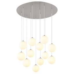 Netlighting Riha Cluster Pendant Nickel Matt Balls Opal Glass Shade 12x G9 3000K in Grey - thumbnail 1