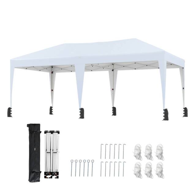 Costway 590x300 CM Pop up Canopy Tent Foldable Patio Shelter w/ Wheeled Bag in White - image 1