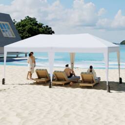 Costway 590x300 CM Pop up Canopy Tent Foldable Patio Shelter w/ Wheeled Bag in White - thumbnail 7