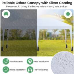 Costway 590x300 CM Pop up Canopy Tent Foldable Patio Shelter w/ Wheeled Bag in White - thumbnail 6