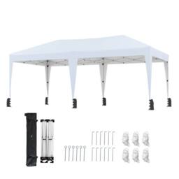 Costway 590x300 CM Pop up Canopy Tent Foldable Patio Shelter w/ Wheeled Bag in White