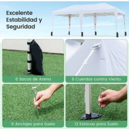 Costway 590x300 CM Pop up Canopy Tent Foldable Patio Shelter w/ Wheeled Bag in White - thumbnail 3