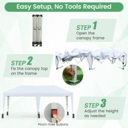 Costway 590x300 CM Pop up Canopy Tent Foldable Patio Shelter w/ Wheeled Bag in White - thumbnail 9