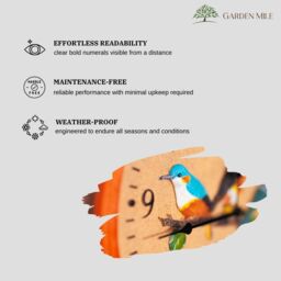 Marco Paul Outdoor Bird Wall Clock 30cm Garden Thermometer Waterproof Resin - thumbnail 6