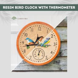 Marco Paul Outdoor Bird Wall Clock 30cm Garden Thermometer Waterproof Resin - thumbnail 3