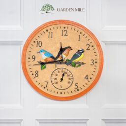 Marco Paul Outdoor Bird Wall Clock 30cm Garden Thermometer Waterproof Resin - thumbnail 1