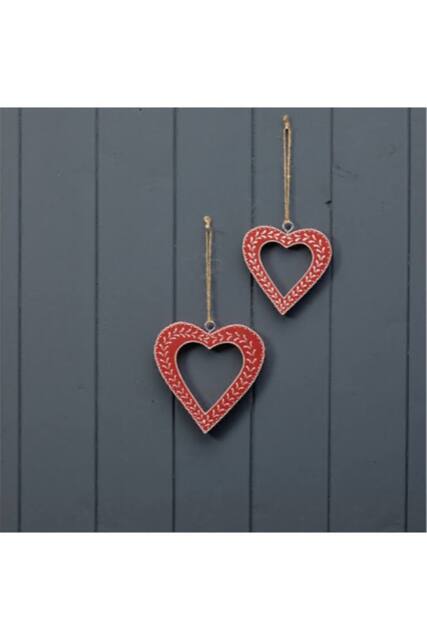 KDMD Festive Hanging Red Heart with White Kerry Work - image 1