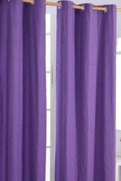 Homescapes Plain Cotton Ready Made Eyelet Curtain Pair in Purple - Size: 117 cm width x 137 cm drop