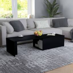 Berkfield Home Stylish Coffee Table Black 150x50x35 cm Engineered Wood - Size: 150 x 50 x 35 cm - thumbnail 2