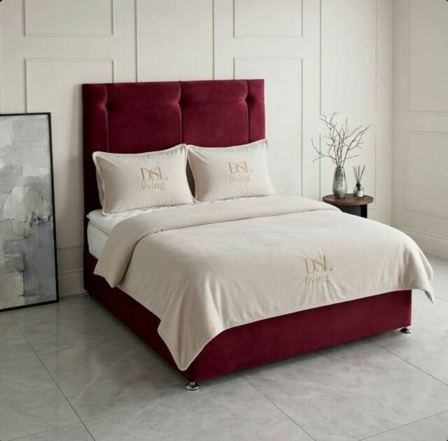 DS Living Kingsley Maroon Divan Bed - Size: Single - image 1