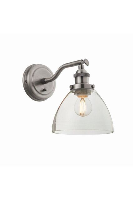 Netlighting Hansen Dome Wall Lamp Brushed Silver Paint Clear Glass - image 1
