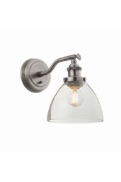 Netlighting Hansen Dome Wall Lamp Brushed Silver Paint Clear Glass