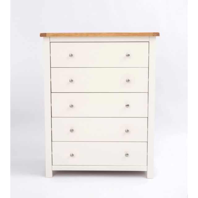 Cabinet Bits Maggiori 5 Drawer Chest of Drawers Chrome Knob in Off-White - image 1