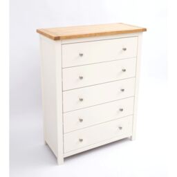 Cabinet Bits Maggiori 5 Drawer Chest of Drawers Chrome Knob in Off-White - thumbnail 3