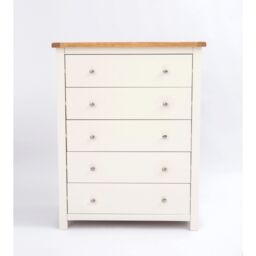 Cabinet Bits Maggiori 5 Drawer Chest of Drawers Chrome Knob in Off-White