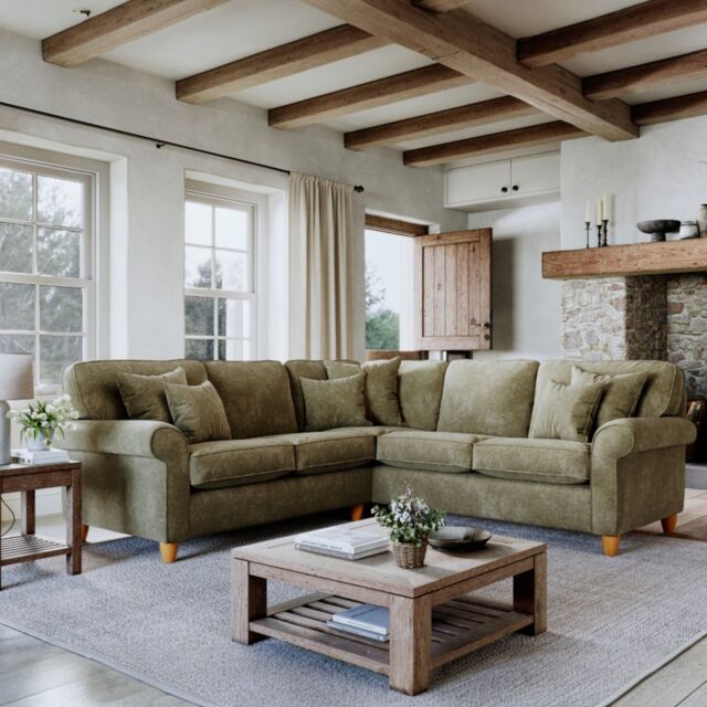 The Great Sofa Company Flora 2 Corner 2 Sofa Glory Winter Moss in Dark Green - image 1