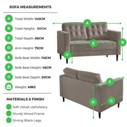 FurnitureboxUK Jade 2-Seater Soft Touch Velvet Sofa With Solid Wood Frame in Navy - thumbnail 5