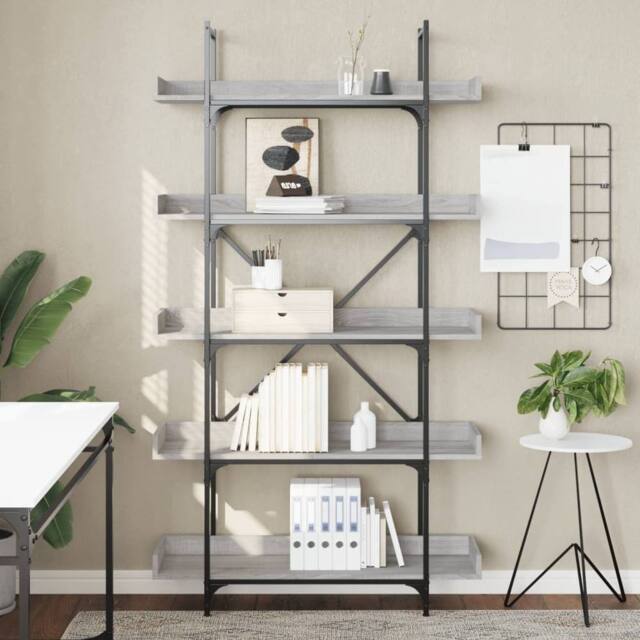 Berkfield Home Decorative Bookcase 5-Tier Grey Sonoma 100x33x180.5 cm Engineered Wood - image 1
