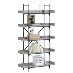 Berkfield Home Decorative Bookcase 5-Tier Grey Sonoma 100x33x180.5 cm Engineered Wood - thumbnail 2