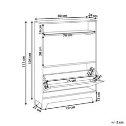 Wyld and Coco White MDF Shoe Cabinet 2 Tilt-Out Compartments W80 x D24 x H111cm in Brown - thumbnail 3