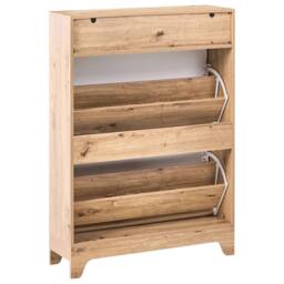 Wyld and Coco White MDF Shoe Cabinet 2 Tilt-Out Compartments W80 x D24 x H111cm in Brown - thumbnail 6