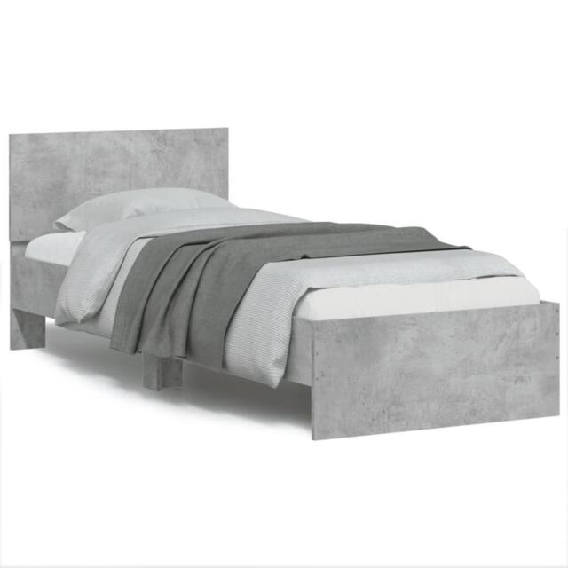Berkfield Home Bed Frame Frame with Headboard Concrete Grey 75x190 cm Small Single - image 1