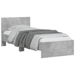Berkfield Home Bed Frame Frame with Headboard Concrete Grey 75x190 cm Small Single - thumbnail 4