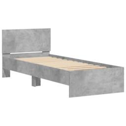 Berkfield Home Bed Frame Frame with Headboard Concrete Grey 75x190 cm Small Single - thumbnail 3