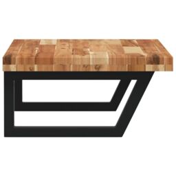Berkfield Home Basin Shelf Wall Mounted Steel & Solid Wood Acacia in Brown - thumbnail 5