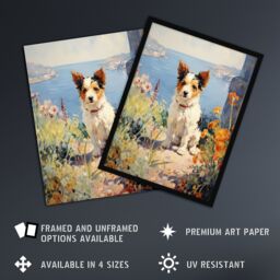 "Artery8 Wall Art Print Jack Russell Terrier Floral Dog Portrait Oil Painting Poster - Size: W18"" x H24""" - thumbnail 2